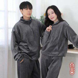 커플 골덴 반집업 조거 트레이닝 세트 / 기모 밴딩바지 맨투맨 겨울 커플룩