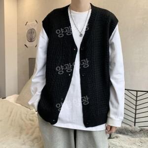 간절기 남성 니트조끼 남자 조끼 캐주얼 빅사이즈 패션 티류으스