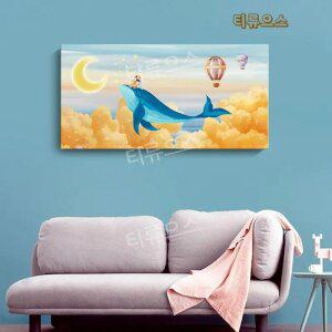 돌고래그림 액자 인테리어 캔버스 풍수 명화 패브릭 포스터 유화색칠하기 50대취미 티