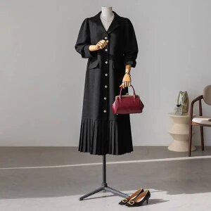 (안나앤플러스) 윙클 버튼 플리츠 원피스[드레스EA380] 빅사이즈