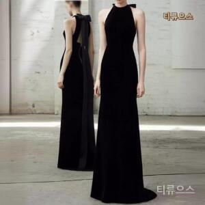홀터넥웨딩드레스홀터넥 2부 파티 이브닝드레스 블랙셀프웨딩촬영 티류으스