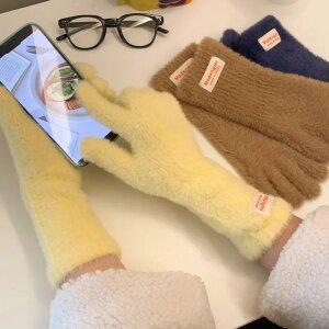 핑거홀 앙고라 장갑 2P 터치 패션 보온 한파 방한 니트 손가락