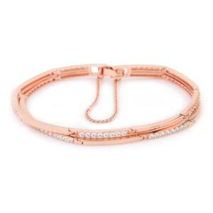 더블라인 / 14Kgp 여자 패션 볼드 레이어드 로즈골드 체인 예쁜 우정 팔찌