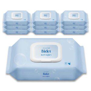 대용량 80매 10팩 즐거운집 비데물티슈 순수 비데티슈 물에녹는 저자극 도톰한 화장실