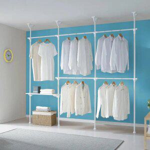 [오늘출발] 6단 선반 행거 EF-406M 원목 고정식 드레스룸 시스템 행거