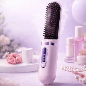 무선 빗고데기 음이온 브러쉬 헤어 스타일러 휴대용 매직기 꼬리빗 집게핀 C타입충전