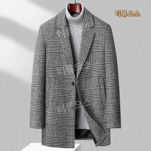 빅사이즈 남자 겨울코트 겨울자켓 체크무늬 비즈니스 양복 티류으스