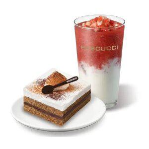 [파스쿠찌] 요거 딸기 라떼 + 카사타 카푸치노(조각)