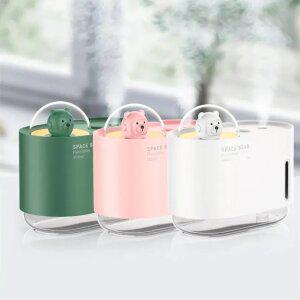 심플 모던 트렌디 사무실용 휴대용 스페이스 베어 컴팩트 안개분사 가습기 LED 저소음