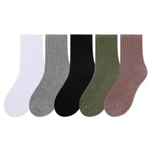 (모조리박) 여성 테리 골지 중목 양말 5컬러 1세트