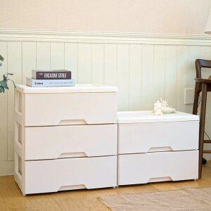 보노하우스 러쉬그레인 플라스틱 와이드 서랍장 2단