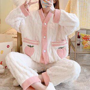 쉬블림로브 (상의+하의) 여성 극세사 패턴 수면잠옷 GWD0367