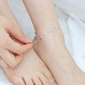 스윗캔디 / 여름 바캉스룩 원피스 패션 레이어드 써지컬스틸 비드 체인 발찌