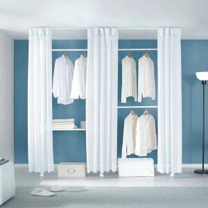 [오늘출발] 4단 선반 커튼 행거 EF-S314M 원목 드레스룸 시스템 고정식 옷장