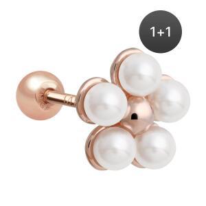 14K 골드필드핀 진주 꽃 여성 데일리 패션 심플 피어싱 1+1