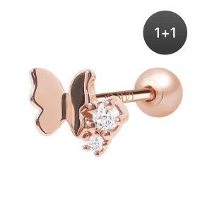 14K 골드필드핀 로제트 여성 데일리 패션 심플 피어싱 1+1