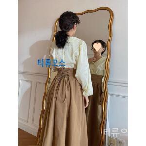 하이웨스트 롱 플레어 스커트 치마 A라인 코르셋 티류으스