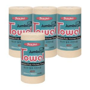 100%대나무펄프 개별포장 3겹 280x180 점보사이즈 뱀부 키친타올 140매x4롤 외 주방세