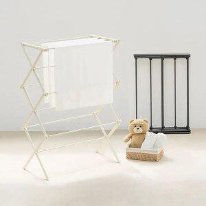 공간활용 접이식 튼튼한 원룸 미니 소형 건조대 빨래건조대 (크림/블랙)