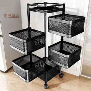 주방 다용도 철제 3단 5단 기저귀 회전 수납 보관 무빙 이동식 정리 카트 티류으스