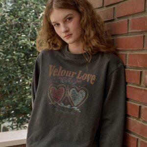 벨루어 러브 피그먼트 스웨트셔츠 스모크블랙
