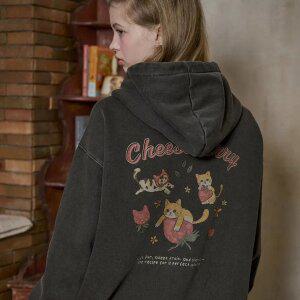 [2-WAY] 치즈베리 피그먼트 후드 집업 스모크블랙