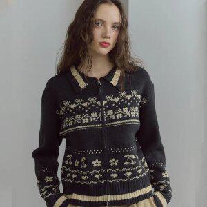 [2-WAY] 체리 크롭 집업 가디건 챠콜