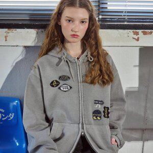 [2-WAY] 미스테리패치 피그먼트 후드 집업 다크그레이