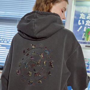 애니타운 피그먼트 후드티 스모크블랙