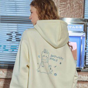 스노우캣 자수 후드티 크림