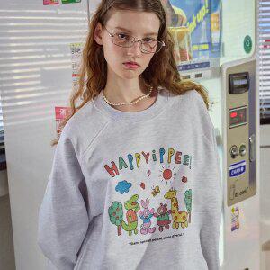 애니피 레글런 스웨트셔츠 멜란지화이트