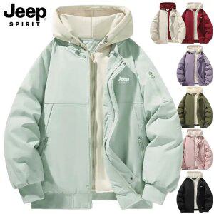 지프JEEP SPIRIT 남녀공용 후드레이어드 점퍼 숏패딩 패딩점퍼 바람막이 후드 집업 아