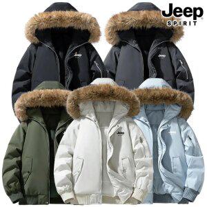 지프JEEP SPIRIT 남녀공용 후드 패딩 점퍼 바람막이 털후드 점퍼 패딩 털모자 집업 아