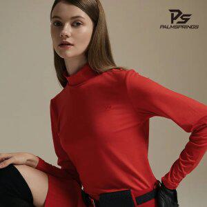 [팜스프링스] 여성 베이직 기모 터틀넥티셔츠 레드