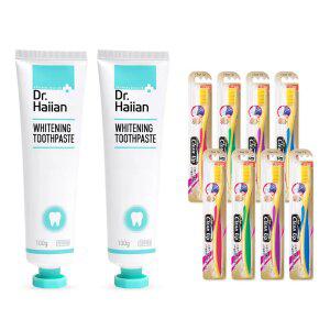 닥터하이얀 식약처인증 미백치약 3개 + 크린업 골드 약국입점 칫솔 8개