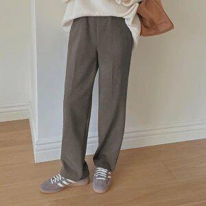 [빅사이즈]이블렛 겐디안 기모 핀턱 일자 밴딩 슬랙스 제이스타일