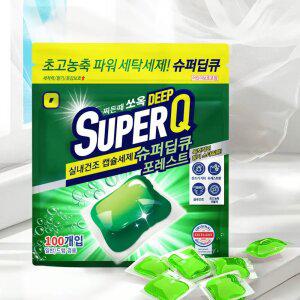 슈퍼딥큐 포레스트 100개입 고농축 캡슐세제 대용량 실내건조 드럼 일반 겸용