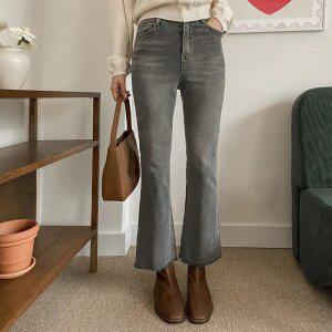 [YKK지퍼/허리밴딩] 블루워싱 세미부츠컷 데님팬츠