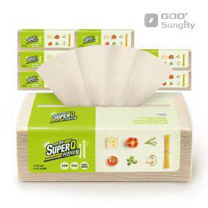 슈퍼딥큐 뽑아쓰는 밤부 키친타월 100매 9팩 (1박스) 천연펄프 엠보 키친타올