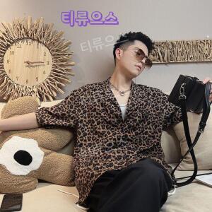 남녀 호피무늬 티셔츠 힙합 여름 루즈핏 레오파드 반팔티 티류으스