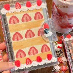 딸기 크림 산도 투명 다이어리 커버 diy A7 링 북커버 티류으스