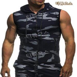 티류으스 니트집업  남자카디건 후드 하프 반 집업 루즈핏 여름 남성 체육관 피트니스