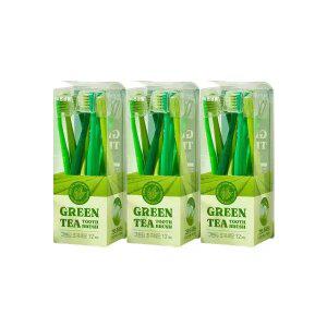 바른생활 그린티 초극세모 칫솔 12입, 3개