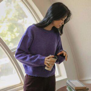 로맨스 물결라인 크롭니트