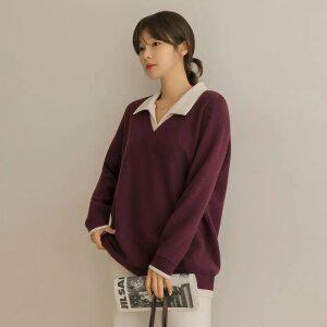 [엘리시아] 30% 할인 2월 특가 레루 반오픈 배색 카라 T