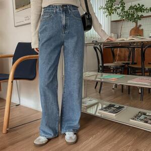 [시크릿라벨] [3단기장/난스판] 세미 와이드 데님팬츠