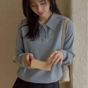 보들한 비스코스 반오픈 카라니트