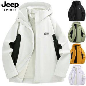 지프 JEEP SPIRIT 남녀공용 3in1 자켓 바람막이 + 후리스 옆선포인트 방풍 방수 집업