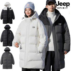 지프 JEEP SPIRIT 남녀공용 롱패딩 미드 렝스 후드 패딩 점퍼 롱점퍼 아웃도어 등산 외