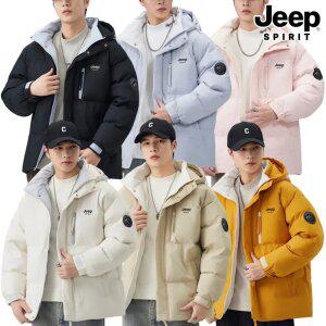 지프 JEEP SPIRIT 남녀공용 패딩 점퍼 후드 투톤레이어드 배색패딩 자켓 후드집업 캐주